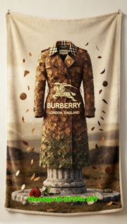 Burberry Leaf Trench Coat Art Flannel Sofa Throw Blanket B009